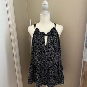 LOFT Black and White Floral Blouse